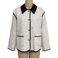 Contrast Collar Tweed Pocket Jacket - White