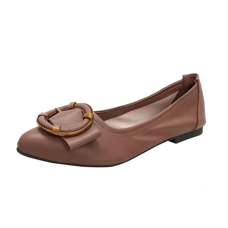 Pointed Toe Ring Buckle Ballet Flats