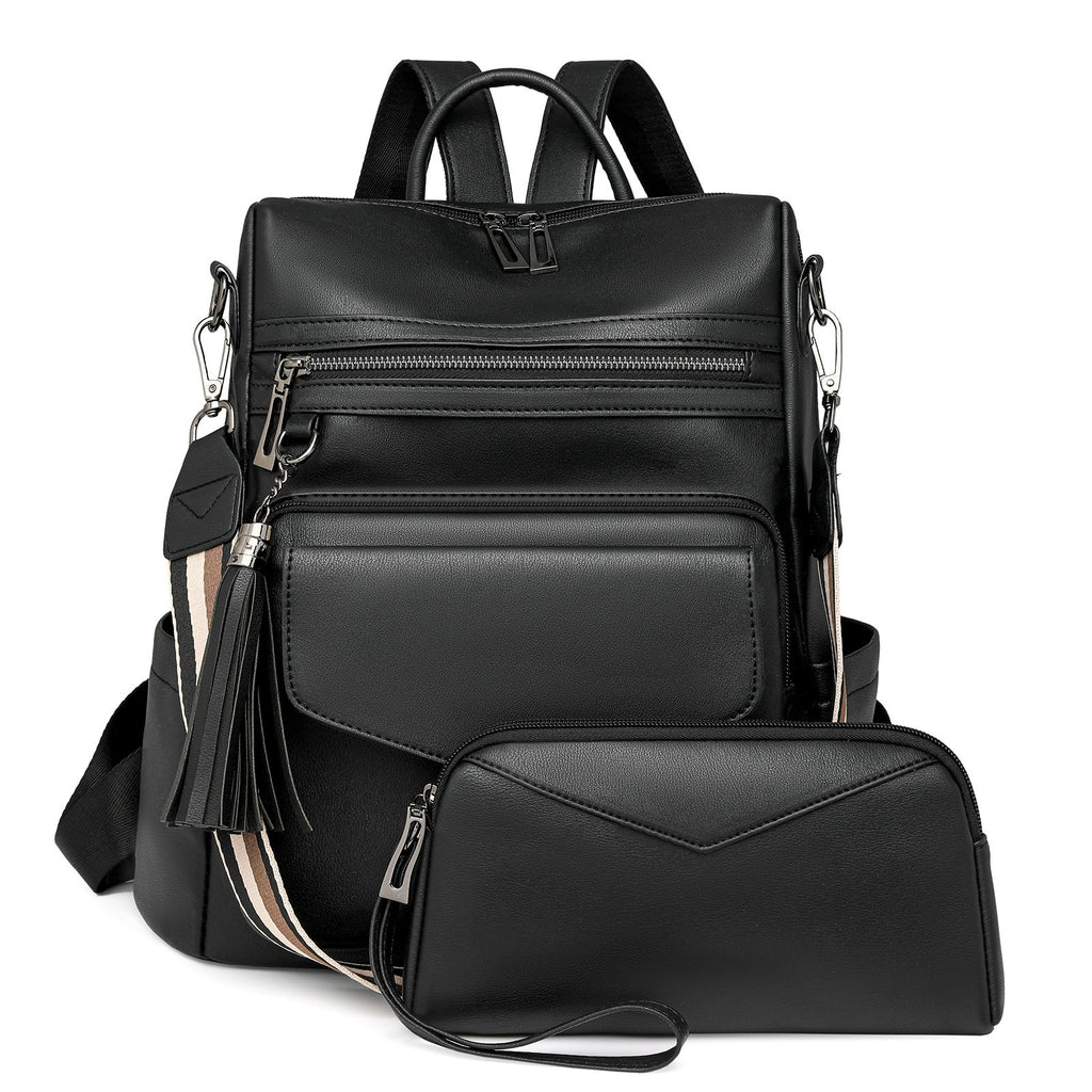 Convertible Backpack Purse with Wristlet - Black