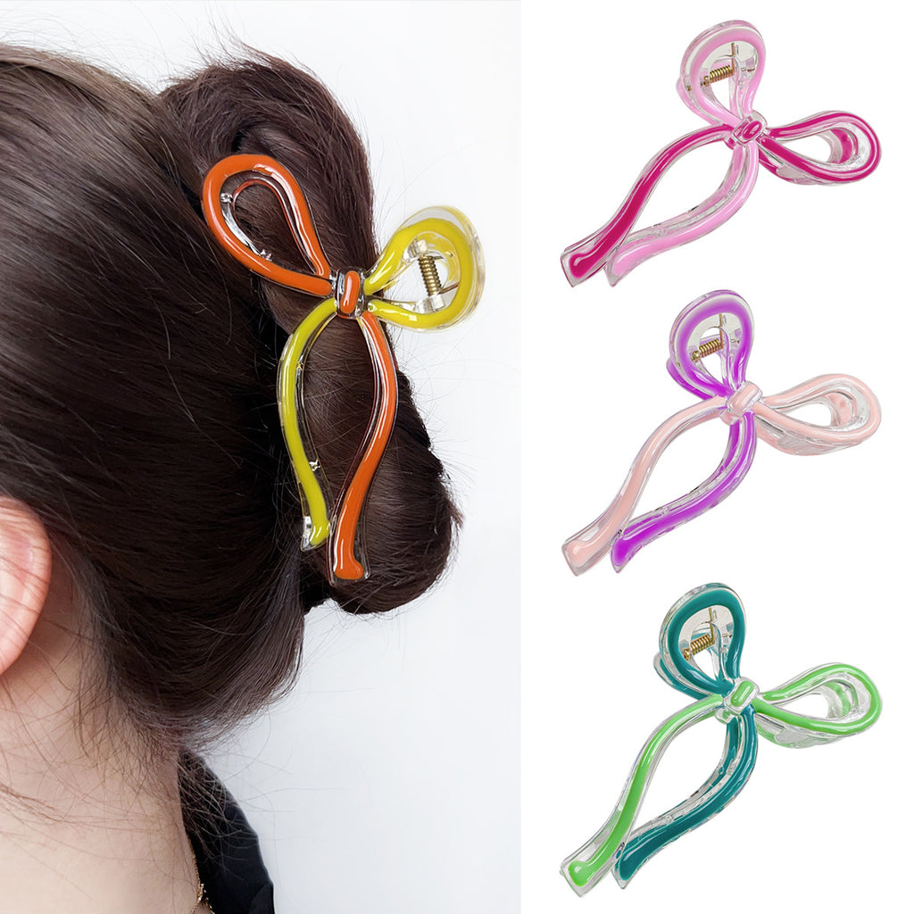 Ribbon Outline Bow Claw Hair Clip - view 2