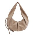 Slouchy Faux Suede Crescent Hobo Bag - Khaki