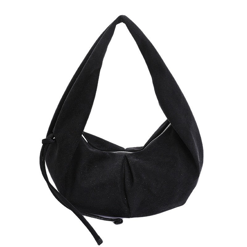 Slouchy Faux Suede Crescent Hobo Bag