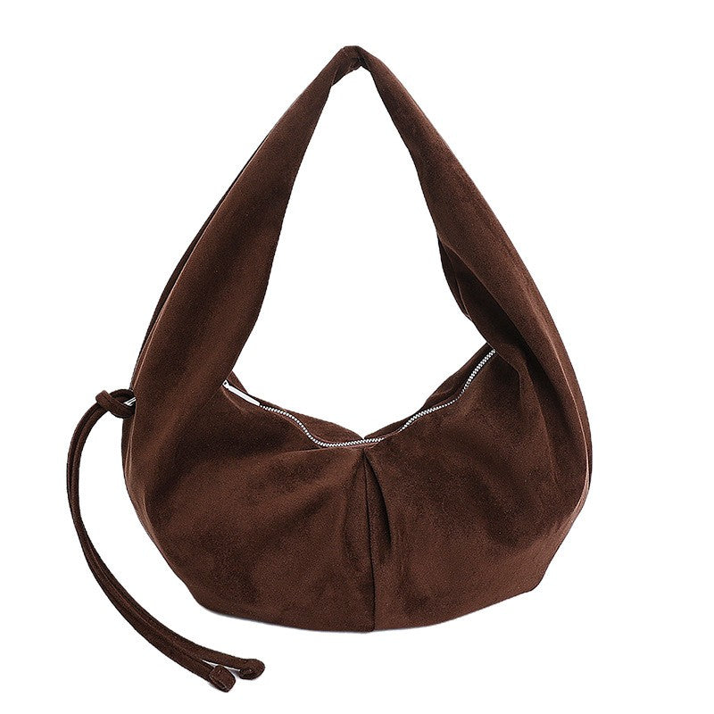 Slouchy Faux Suede Crescent Hobo Bag