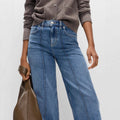 High Rise Center Seam Wide Leg Jeans - Blue