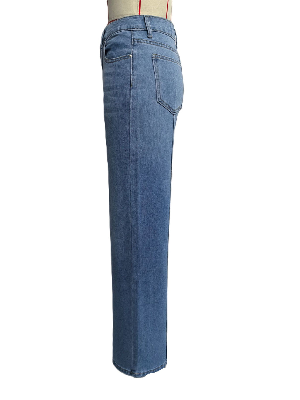 High Rise Center Seam Wide Leg Jeans - Blue - 2