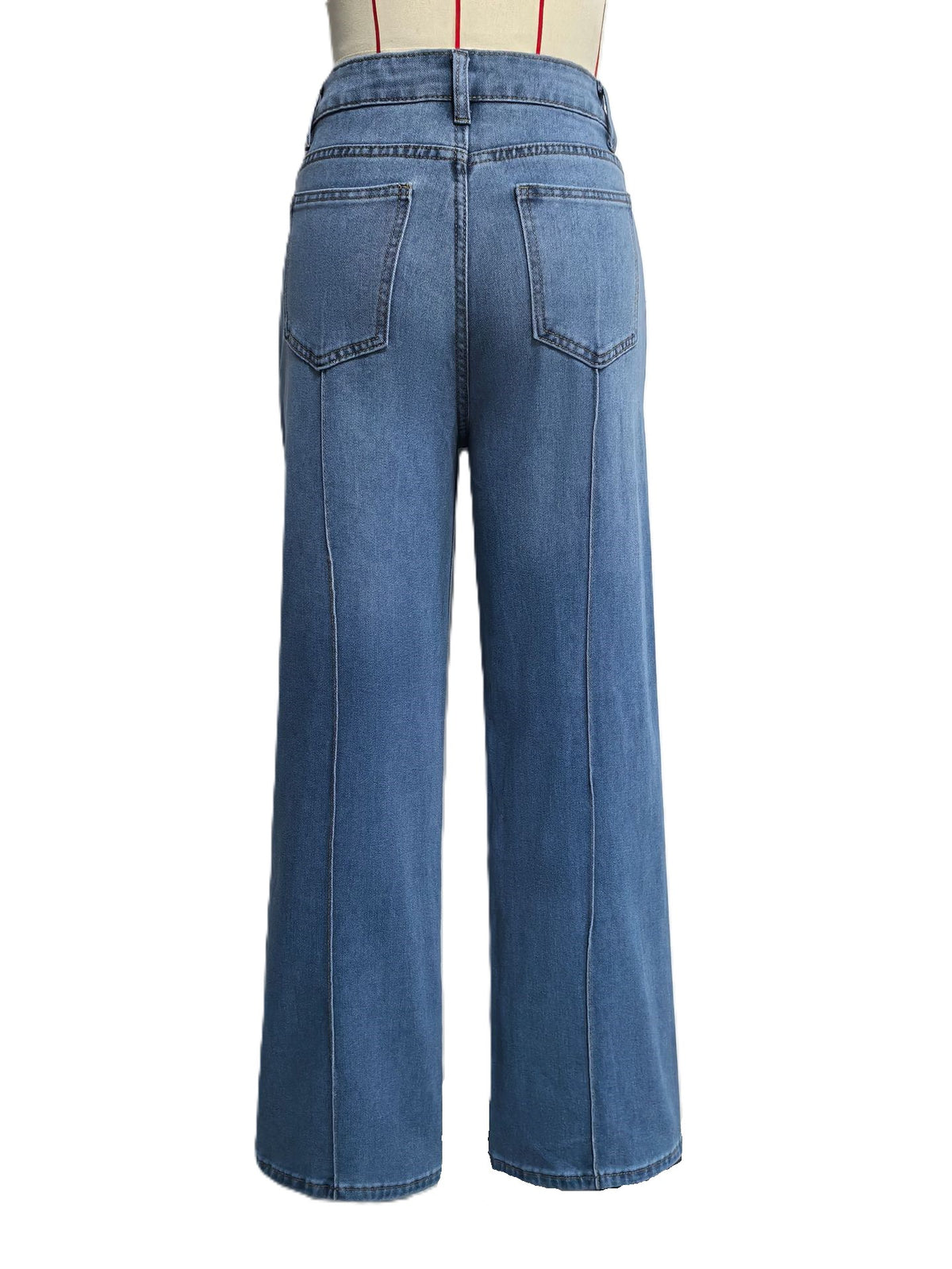 High Rise Center Seam Wide Leg Jeans - Blue - 3