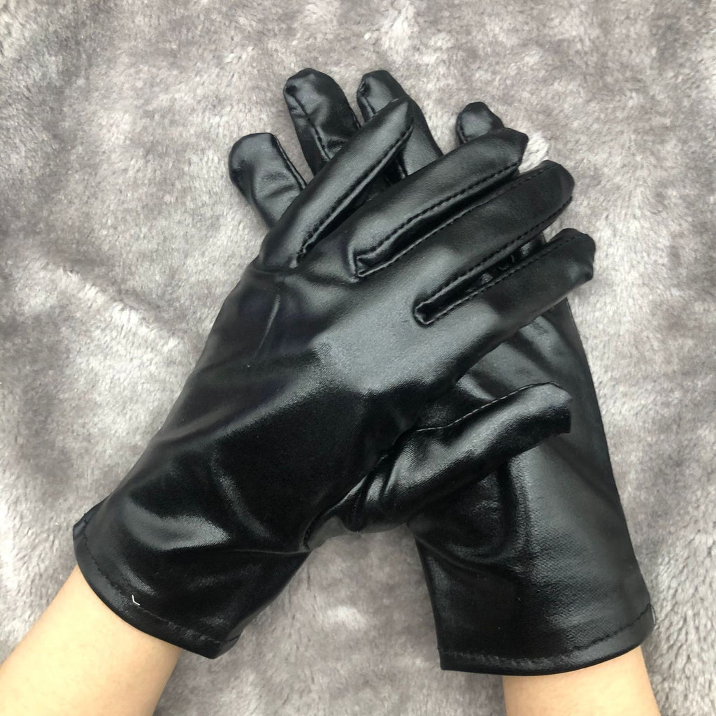 Metallic Wrist Length Party Gloves - Black