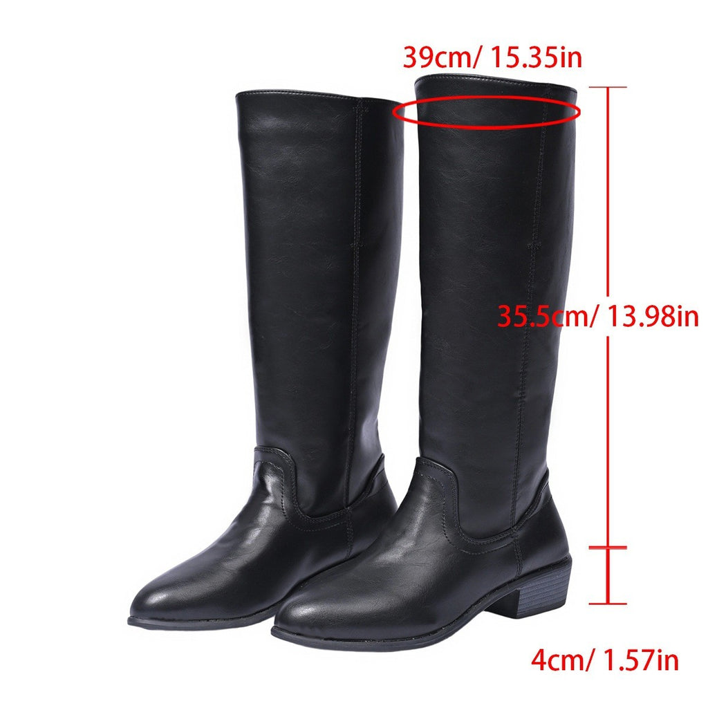 Classic Pull-On Knee High Riding Boots - Black