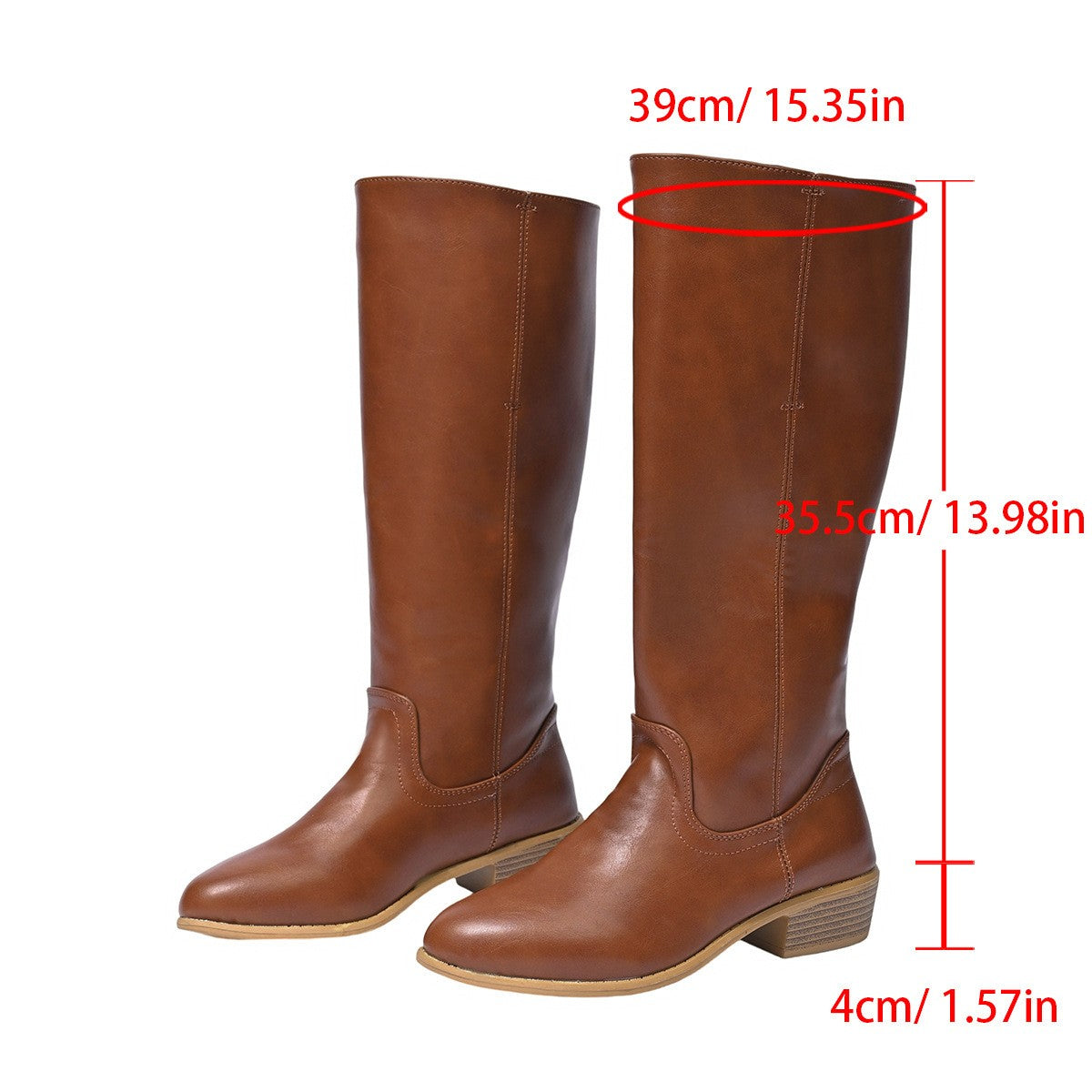 Classic Pull-On Knee High Riding Boots - Cognac