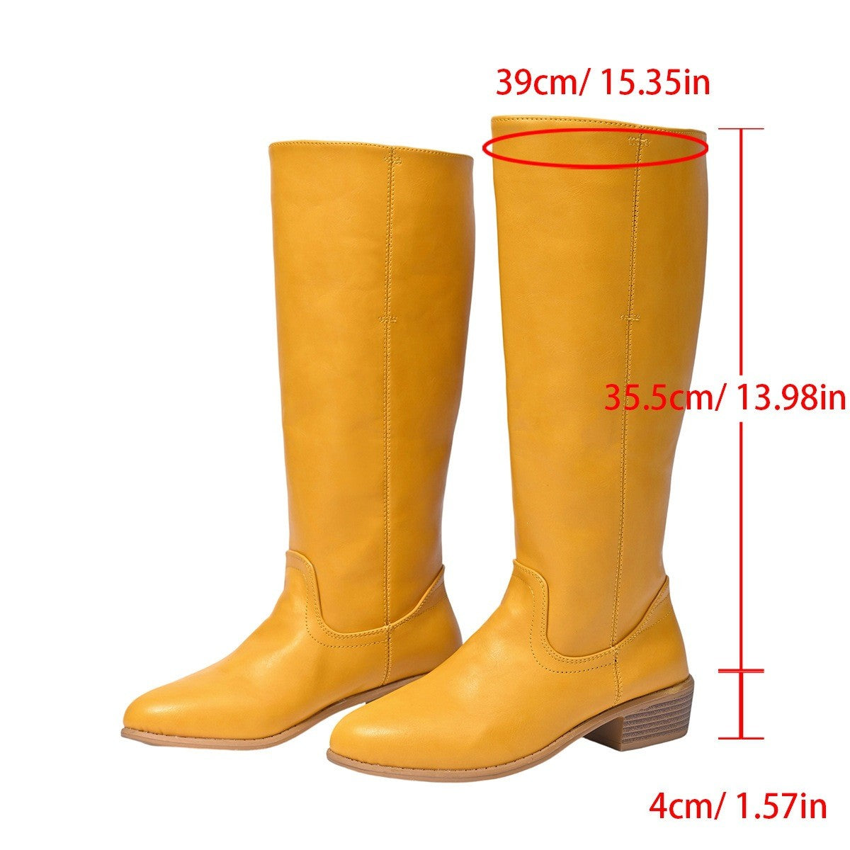 Classic Pull-On Knee High Riding Boots - Mustard