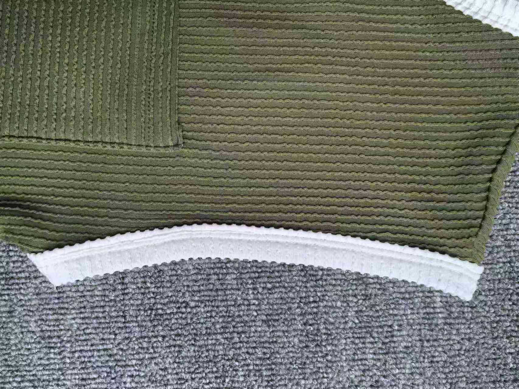 Contrast Trim Ribbed Cap Sleeve Tee - Green - 2