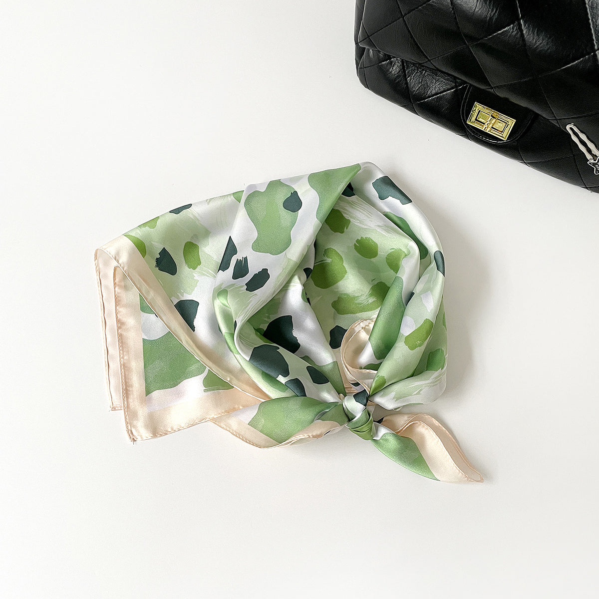 Silky Square Bandana Scarf With Painterly Spot Print - view 1