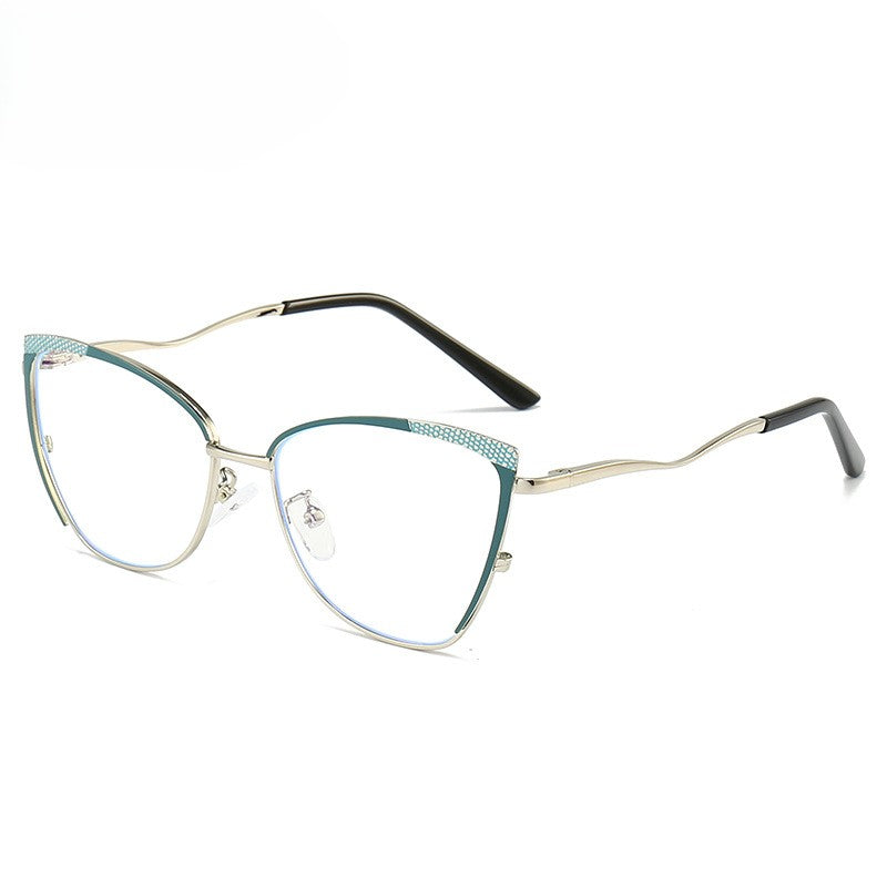 Dotted Trim Cat Eye Glasses Frames - Color_1