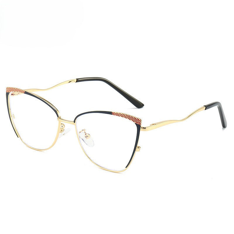 Dotted Trim Cat Eye Glasses Frames - Color_2