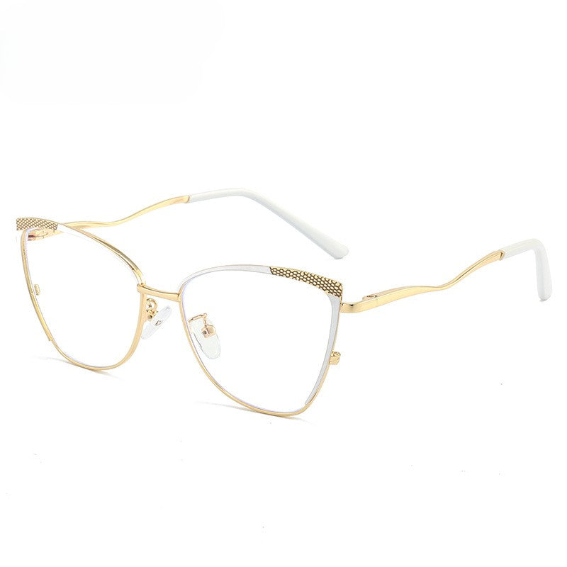 Dotted Trim Cat Eye Glasses Frames - Color_3