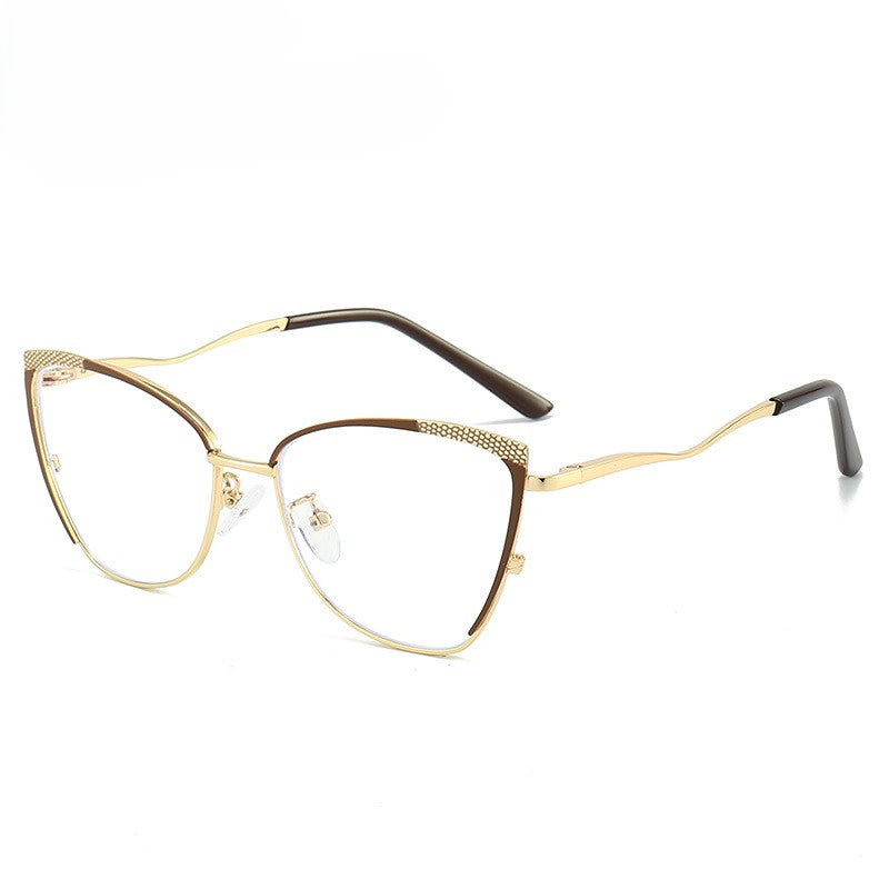Dotted Trim Cat Eye Glasses Frames - Color_4