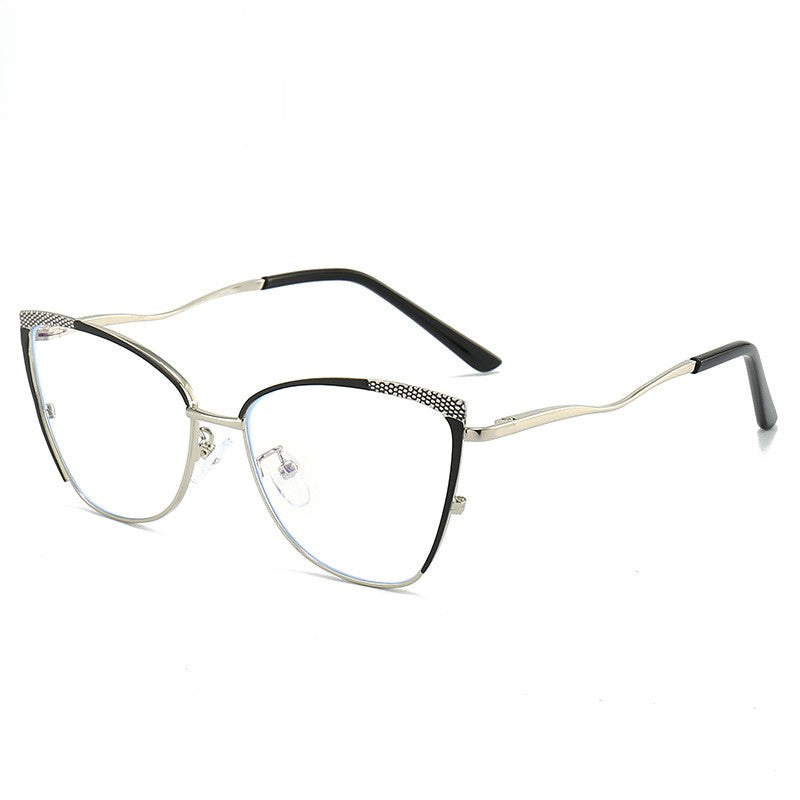 Dotted Trim Cat Eye Glasses Frames - Color_5