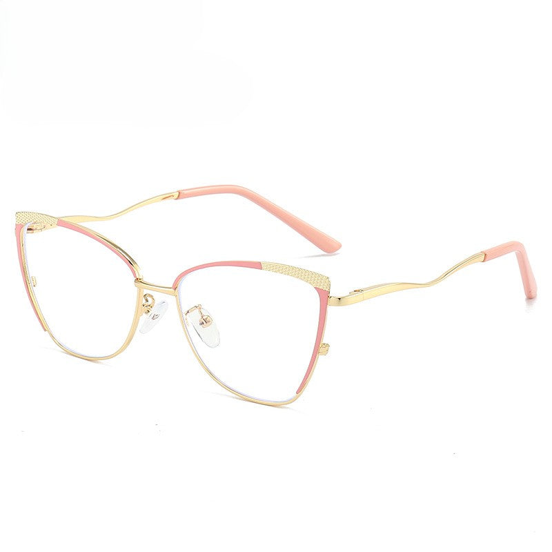 Dotted Trim Cat Eye Glasses Frames - Color_6