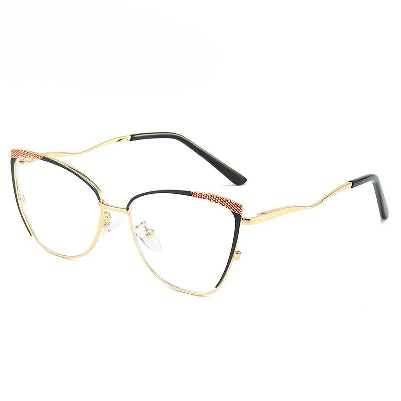 Dotted Trim Cat Eye Glasses Frames - Color_7