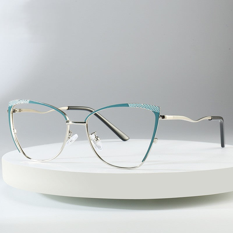 Dotted Trim Cat Eye Glasses Frames