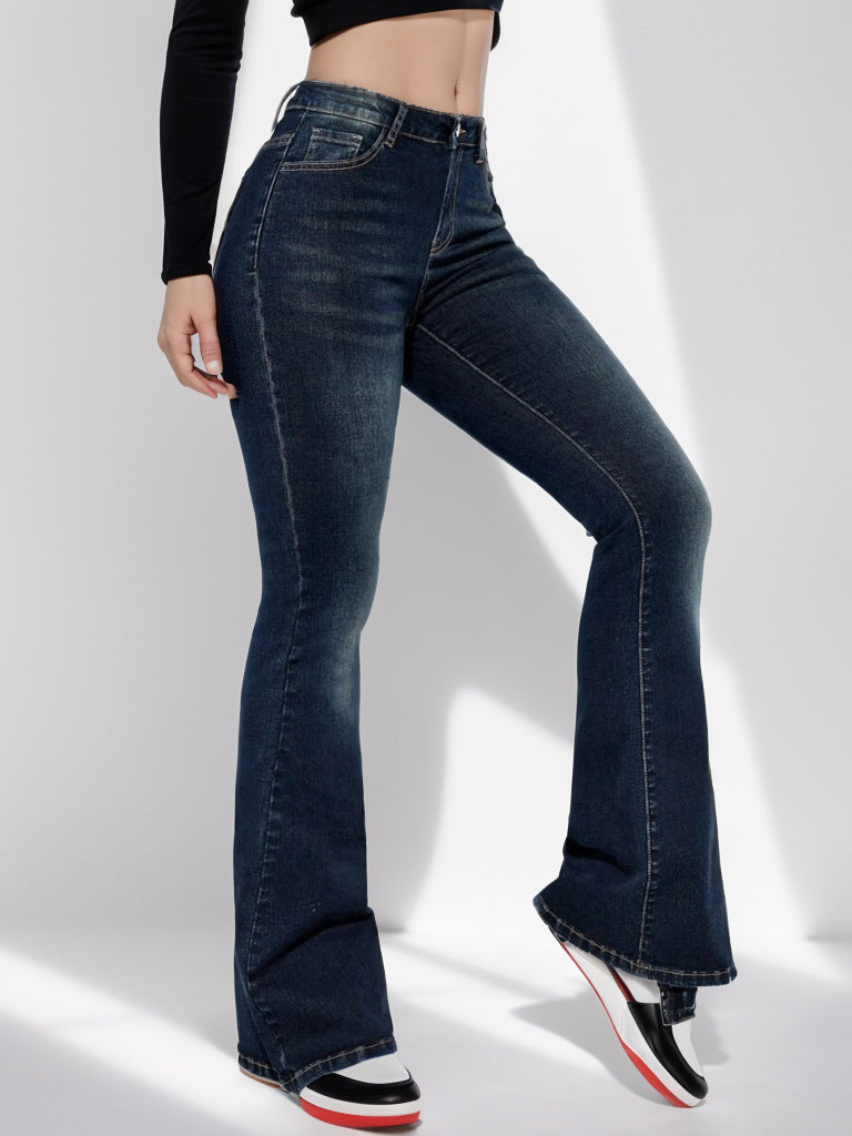 Vintage Dark Wash Bootcut Flare Jeans - NavyBlue - 2