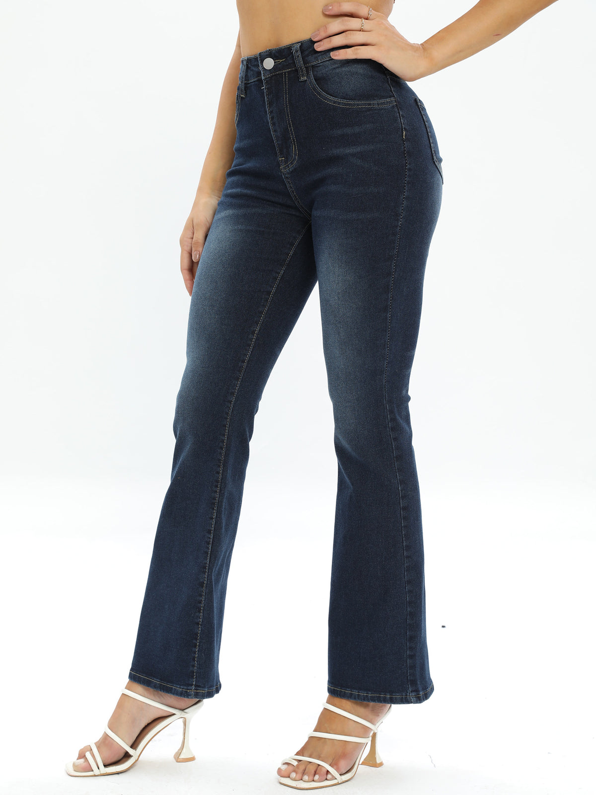Vintage Dark Wash Bootcut Flare Jeans - NavyBlue - 6