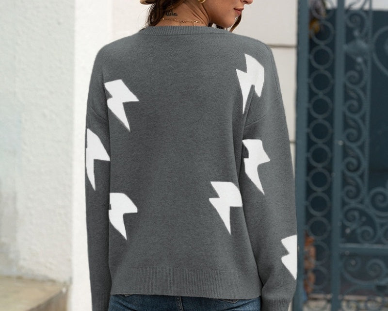 Lightning Bolt Jacquard Knit Sweater - view 4
