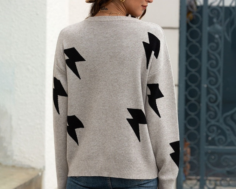 Lightning Bolt Jacquard Knit Sweater - view 5