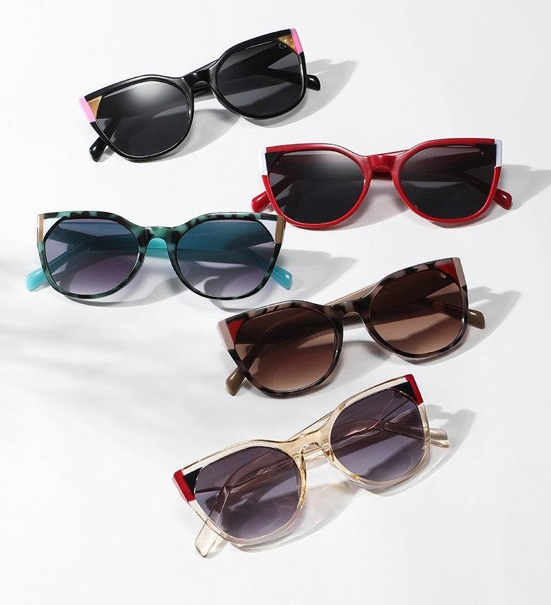 Retro Cat Eye Sunglasses Contrast Corners - view 2