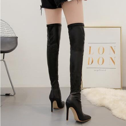 Sleek Stretch Over The Knee Stiletto Boots