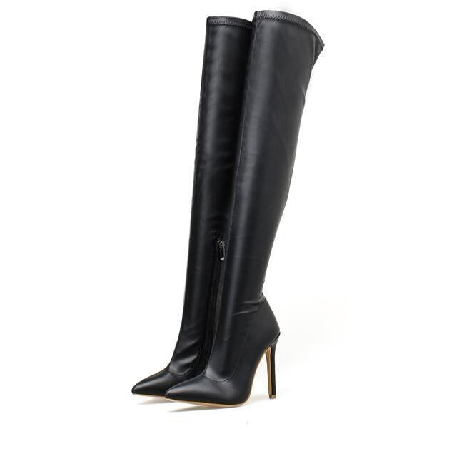 Sleek Stretch Over The Knee Stiletto Boots