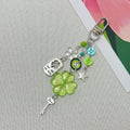 Clover and Key Charm Beaded Keychain - Green-2