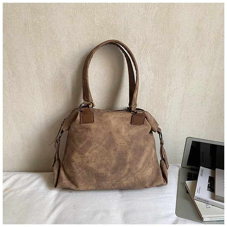 Distressed Studded Faux Leather Shoulder Bag