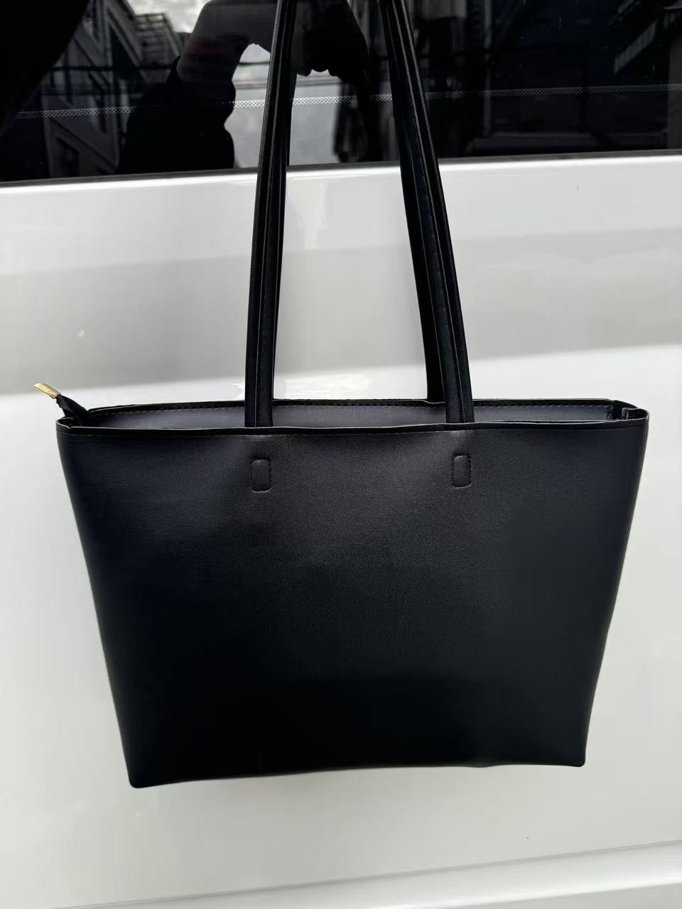 Classic Faux Leather Zip Tote Bag