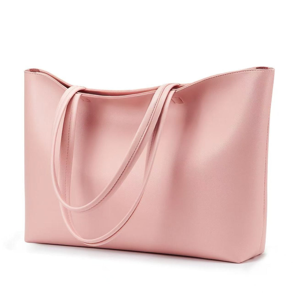 Classic Faux Leather Zip Tote Bag