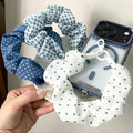 Gingham and Polka Dot Scrunchie Phone Lanyard - Blue