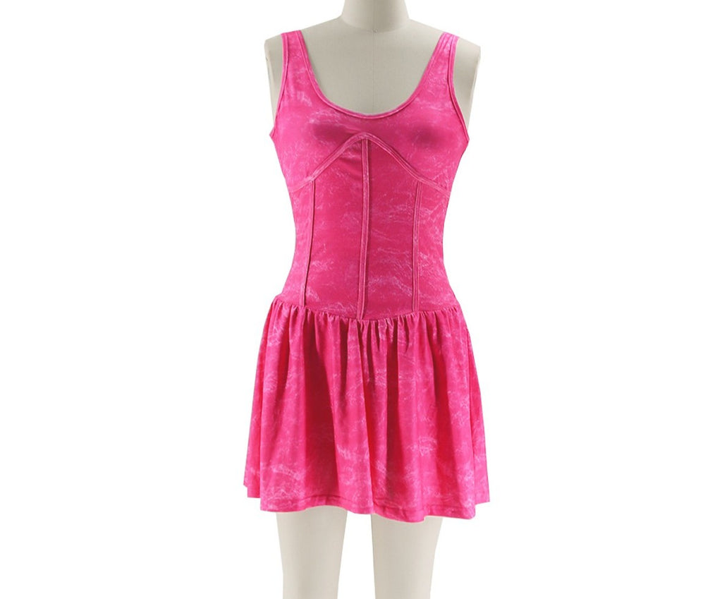 Corset Bodice Drop Waist Mini Dress - view 1