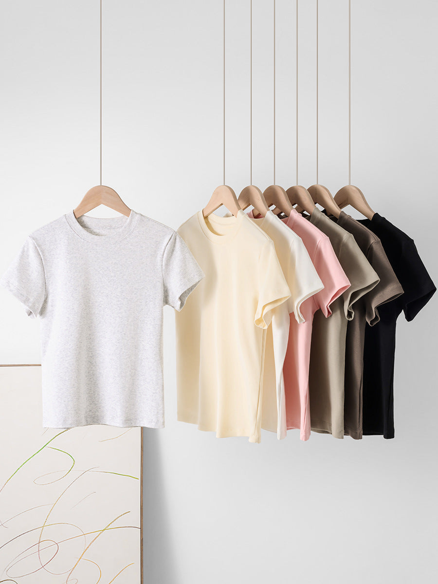 Fitted Crewneck Short Sleeve Cotton Tee