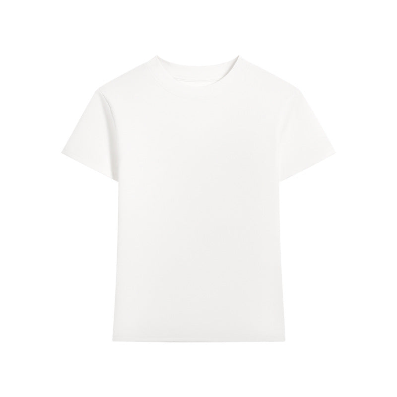 Fitted Crewneck Short Sleeve Cotton Tee - white