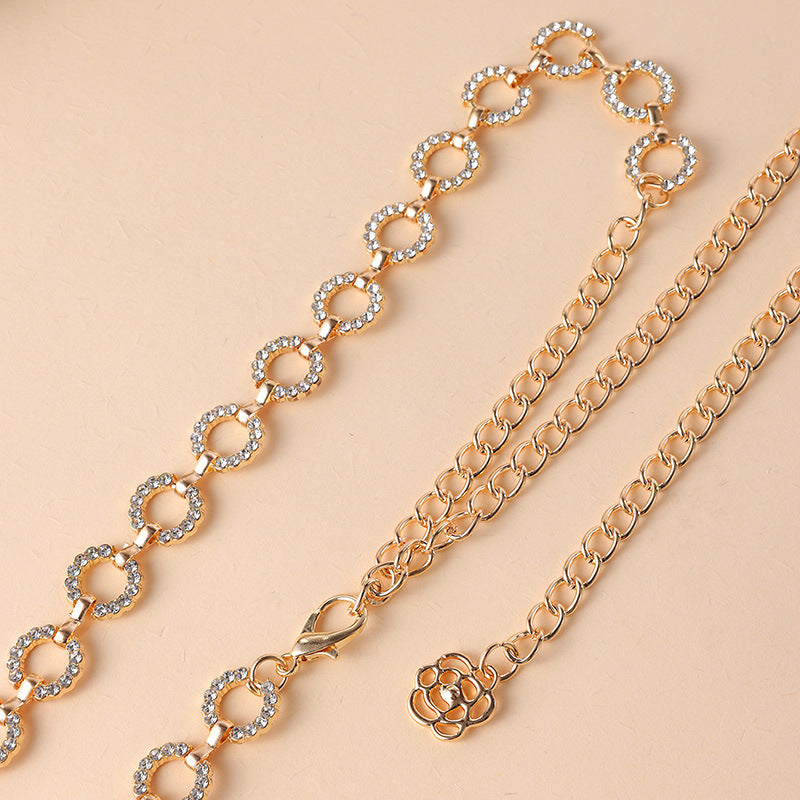 Rhinestone Link Waist Chain Belt - Circle - 2