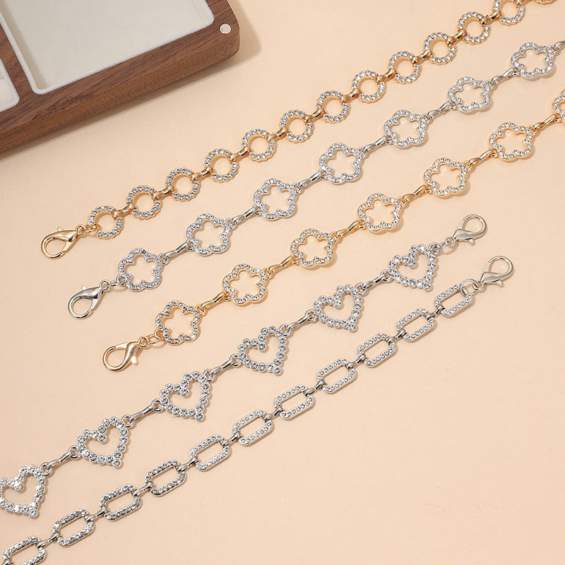 Rhinestone Link Waist Chain Belt - Love