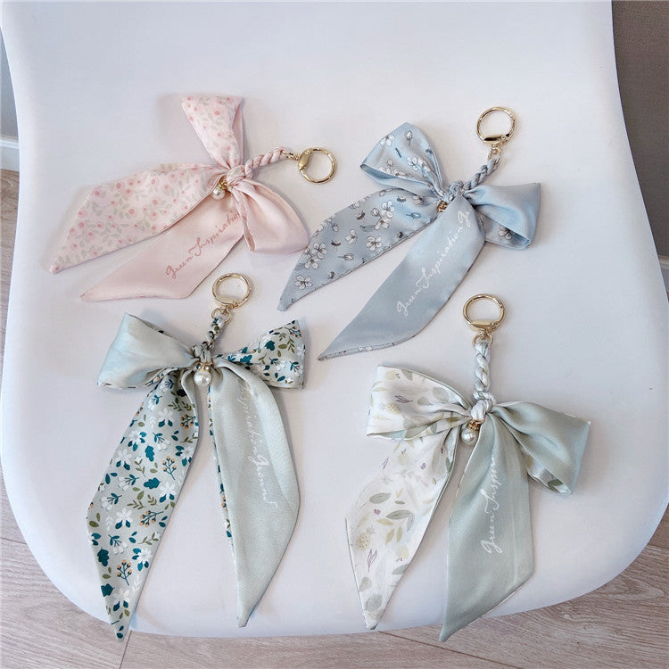 Pearl Accent Satin Bow Bag Charm - NO-10 - 1