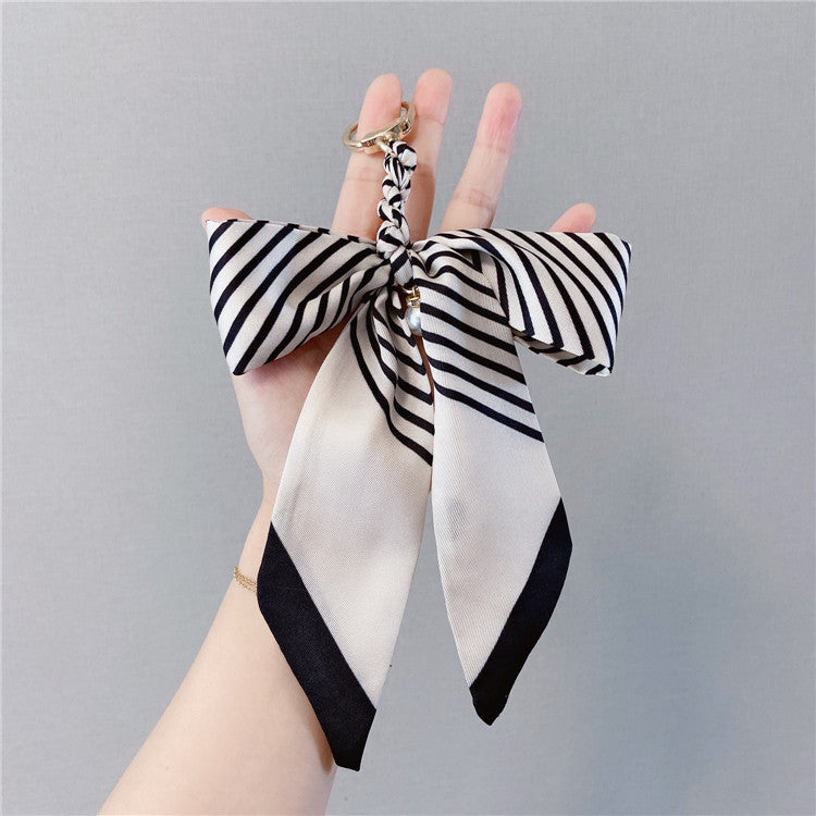 Pearl Accent Satin Bow Bag Charm - NO-2