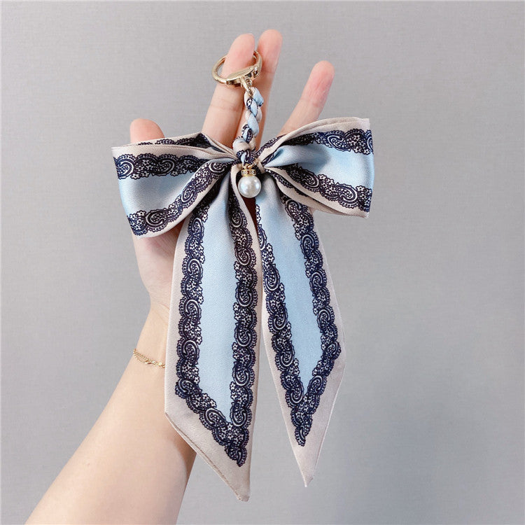Pearl Accent Satin Bow Bag Charm - NO-3
