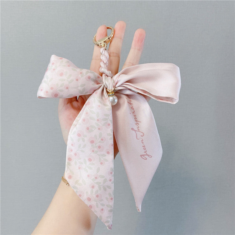 Pearl Accent Satin Bow Bag Charm - NO-6