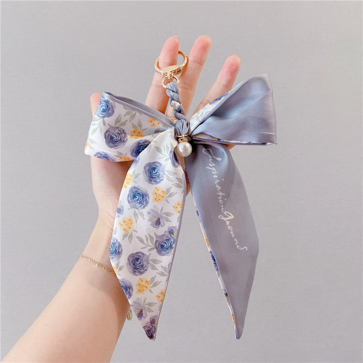 Pearl Accent Satin Bow Bag Charm - NO-9