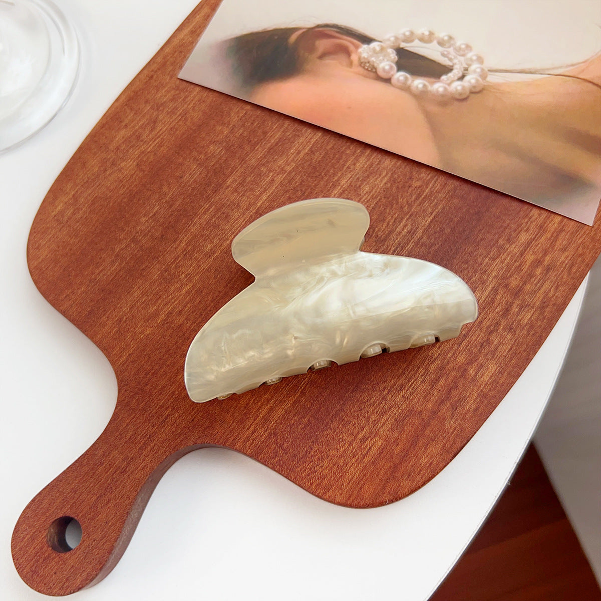 Pearl Marble Half Moon Claw Clip - Color_03