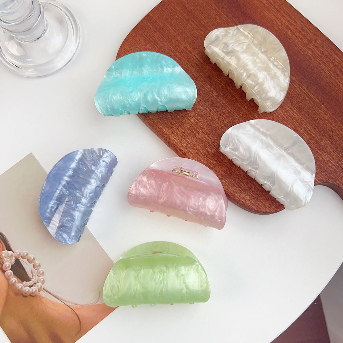 Pearl Marble Half Moon Claw Clip - view 4
