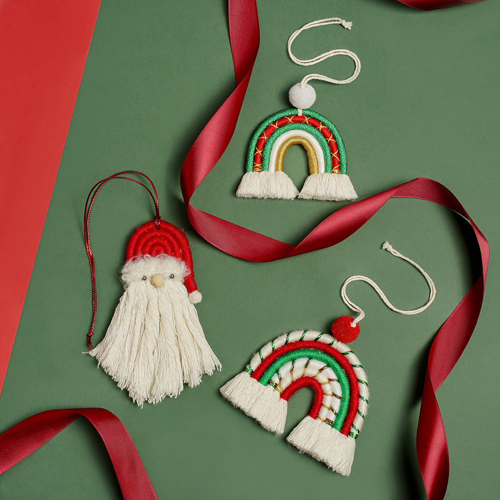 Macrame Rainbow Tassel Bag Charm Keyring - view 1