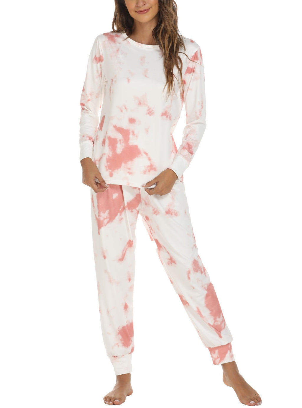 Holiday Print Long Sleeve Lounge Pajama Set - Mauve - 1